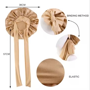 Bonnet de nuit en satin double couche pour femmes, avec bande à nouer, idéal pour cheveux bouclés - Cadeau promotionnel IStapromo - Product Image 6