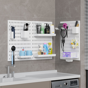 Organisateur de cosmétiques mural sans perçage pour salle de bain, étagère murale créative DIY pour articles de toilette et décoration - Product Image 6