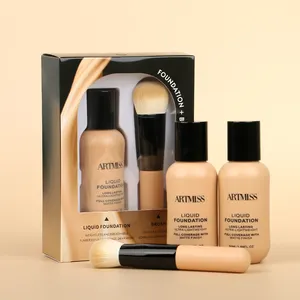 Bestseller Vierkante Fles Volledige Dekking Concealer Foundation Matte Bb Met Borstel Vloeibare Foundation