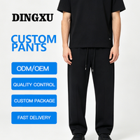 Pantalon de survêtement noir pour homme, coupe large et droite, taille élastique avec cordon de serrage, ourlet ouvert, poches latérales, style streetwear décontracté minimaliste