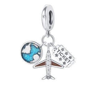 Breloques colorées en argent sterling 925 pour billets de voyage, avions, tours Eiffel, pour la fabrication de bijoux, vente en gros, cadeau de bijoux - Product Image 4