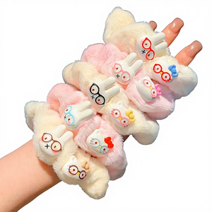 ربطة شعر ناعمة ولطيفة مصنوعة يدويًا على شكل نظارات أرنب أو قطة أو أمعاء كبيرة، إكسسوارات شعر كرتونية، عصابة رأس نسائية - Product Image 1