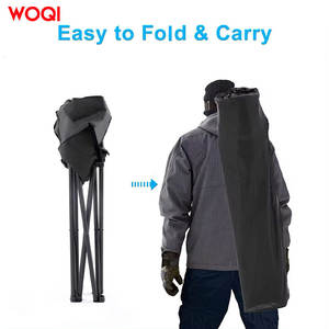 Fauteuil pliant d'extérieur Woqi, structure en aluminium, tissu Oxford bleu marine, pour jardin, camping, inclinable, avec porte-gobelet et rangement - Product Image 2