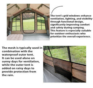 Tienda inflable de 8 ㎡ con tela Oxford, puertas dobles con <span class=keywords><strong>chimenea</strong></span> y apertura de CA, 3x2,65x2,1 m - Product Image 3