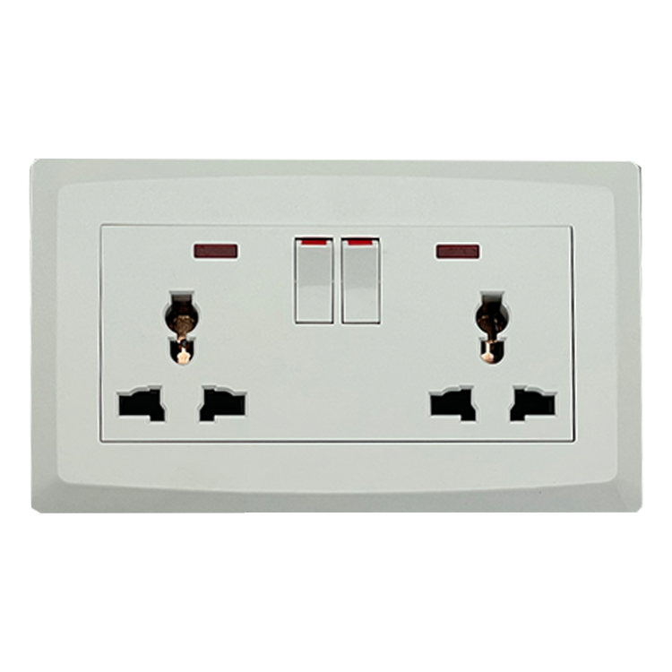 250V 13A UK Standard Double Switched Double Socket Outlet Electric Wall Mount Sockets and Switches