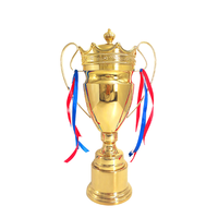ELOR Factory Wholesale Asian Trophy Cup Crown Shape Metal Base Hot Selling Gold Silver Soccer Sports Custom Print Logo Theme