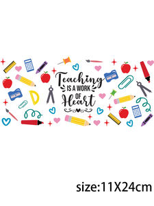 Letop 1ชิ้น UV สำหรับ DTF ถ้วย wraps กันน้ำเครื่องเขียนการเรียนรู้สำหรับครูขวดพลาสติก16ออนซ์พร้อมไม้บรรทัดดินสอและการถ่ายโอน - Product Image 2