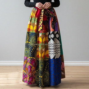 Custom Women's African Print <strong>Patchwork</strong> Ankara Dashiki Maxi <strong>Skirt</strong> for Ladies - Product Image 1