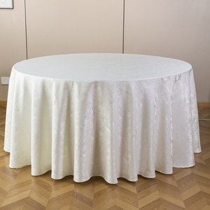 Hospitality Grade Gold 120 Inch Round Jacquard Polyester Waterproof Eco-Friendly Heat Resistant Washable <b>Tablecloth</b> - Product Image 1