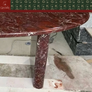 <span class=keywords><strong>โต๊ะ</strong></span>รับประทานอาหารหรูหรา GOLDKING รุ่น Rosso Levanto <span class=keywords><strong>หิน</strong></span>อ่อนสีแดงรูปวงรี ขา<span class=keywords><strong>หิน</strong></span>อ่อนแท้สองขา แบบคานไขว้ ผลิตโดยโรงงาน OEM ODM โดยตรง - Product Image 6