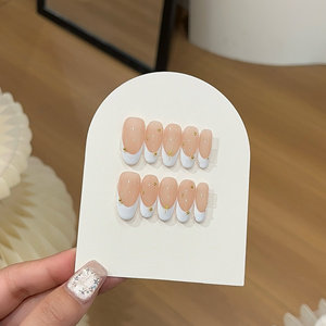 <span class=keywords><strong>Faux</strong></span> <span class=keywords><strong>ongles</strong></span> de luxe à presser, faits main, réutilisables, en acrylique, forme amande, avec French manucure rose nude et blanc, pour marque privée et logo personnalisé, vente en gros - Product Image 5