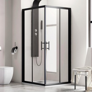 Kamalu modello KF1000B moderne porte doccia senza cornice 130x100cm nero finitura opaca telaio inossidabile per bagno o Hotel - Product Image 2