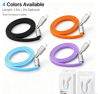 Câble de charge rapide et de données USB-C vers Type-C 8 broches 2-en-1 240W PD3.1 E-Marker en silicone liquide plat 1,2M 1,5M OEM
