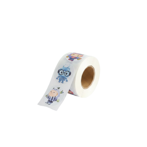 Eco-friendly paper <b>label</b> rolls; customised cute chibi-style character round sticker rolls for handmade food <b>packaging</b> - Product Image 1
