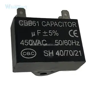 Capacitor de ventilador de cbb61 cbb61s3, 3uf 450vac 50/60hz, capacitor de polipropileno metálico preto 50/60hz (pacote de 2)