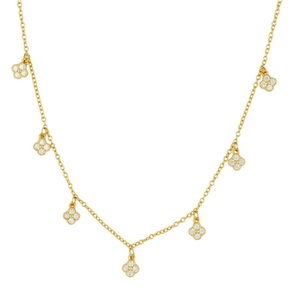 Kisvi S925 <span class=keywords><strong>collana</strong></span> di zirconi in oro placcato <span class=keywords><strong>quadrifoglio</strong></span> in <span class=keywords><strong>argento</strong></span> sterling - Product Image 1