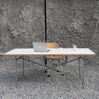 Bureau moderne en acier inoxydable, bureau haut de gamme créatif, design minimaliste, table de négociation, table à manger décontractée