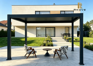 Pergola bioclimatique motorisée en aluminium RKOVE RK-E1, éclairage LED, résistante au vent, résistante à la saleté, imperméable, pour terrasse extérieure - Product Image 6