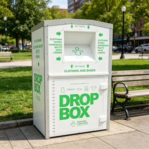 Outdoor Rectangular Standing Pressing Type Eco-Friendly Galvanized Steel Metal Clothing <strong>Donation</strong> Recycling Storage <strong>Bucket</strong> - Product Image 2