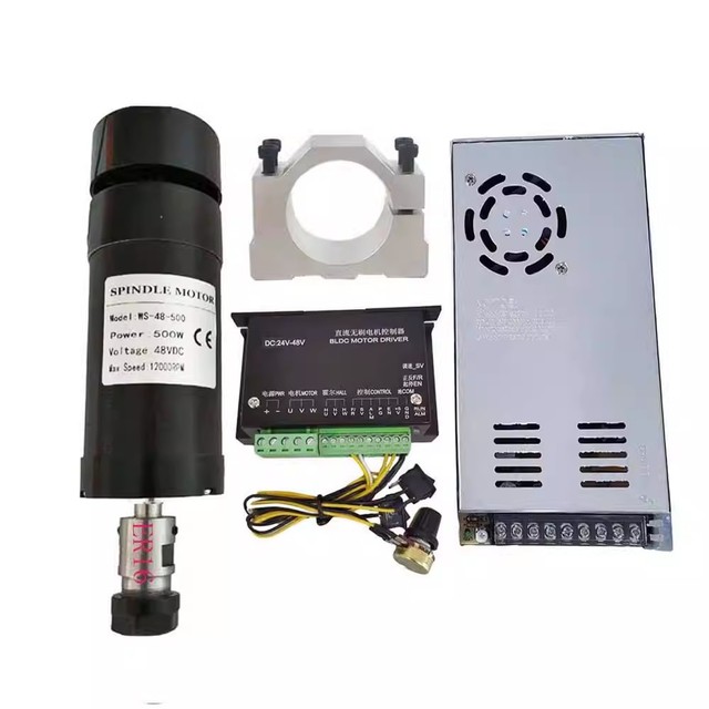 48V500W Brushless Spindle Motor 12000 RPM ER11 ER16 CNC Engraving Machine DIY High-speed DC Motor