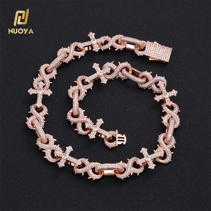 <span class=keywords><strong>Collana</strong></span> a catena Nuoya Hip Hop in argento 925 con diamanti Moissanite VVS, croce a spine da 16 mm e simbolo <span class=keywords><strong>infinito</strong></span>, gioielli raffinati da donna - Product Image 2