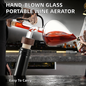 Aireador de Vino de Vidrio Borosilicato Soplado a Mano JY JY-A8795, Portátil, Multifuncional, Duradero, Estilo Americano, Vertedor de Botellas de Vino Tinto - Product Image 2
