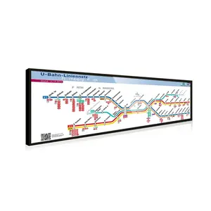 Estación de Metro de tren de tránsito ferroviario urbano, monitor de publicidad, barra elástica, pantalla LCD