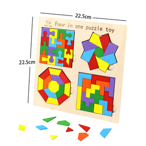 Set di Blocchi di Costruzione in Legno Colorati Fai-da-Te, Puzzle 3D Quattro-in-Uno, Giochi Educativi per Bambini - Product Image 2
