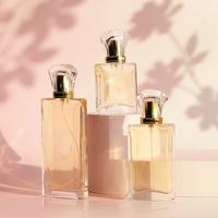 Promo! Botol Parfum Kotak Mewah 30ml 50ml 100ml, Botol Kaca Bening Kosong Alas Tebal, Semprotan Pompa, Tutup Kristal J&L
