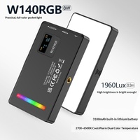 Lampe de poche RVB W140, lumière LED portable pour photographie, lumière vidéo sur caméra, batterie intégrée, durée de vie ultra longue, design mini