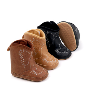 Autunno Cowboy Rider ricamo cartone animato a metà polpaccio <span class=keywords><strong>stivaletti</strong></span> 0-12 mesi termico invernale chiusura calza alla moda stivali bambino - Product Image 1
