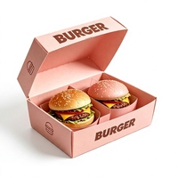 Emballage alimentaire en carton ondulé écologique, biodégradable, sans PFAS, boîte à hamburgers, boîte à frites jetable, personnalisable pour restaurant