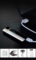 Briquet électrique à Double Arc étanche au vent avec Logo personnalisé, briquet Rechargeable au Plasma USB avec indicateur de batterie LED