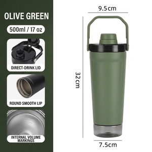 Gourde isotherme <span class=keywords><strong>en</strong></span> acier inoxydable à double paroi de 700 ml avec poignée supérieure et compartiment de rangement amovible pour le sport et la gym, avec couvercle à <span class=keywords><strong>paille</strong></span> rabattable - Product Image 6
