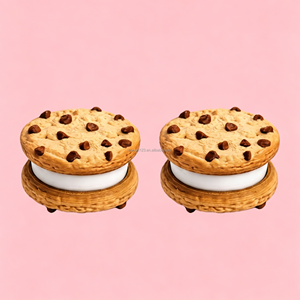 Llavero y colgante para coche de 5 cm con diseño de postre simulado Kawaii, botón mecánico de clic para aliviar el estrés, juguete antiestrés con forma de tarta de huevo y galleta - Product Image 4