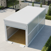 Maison conteneur modulaire pliable en acier avec panneaux sandwich, garage de stockage, étanche, ignifuge, écologique, porte à enroulement