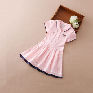 Vestido Tipo Polo de Verano para Niñas E2WOO, Vestido Informal de Manga Corta para Niñas Pequeñas de 3 a 12 Años - Product Image 5