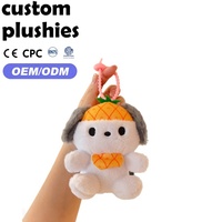 Fabrieksgroothandel Kawaii Ananas Hond Pluche Tas Charm Cartoon Witte Puppy Fruit Sleutelhanger voor Souvenir