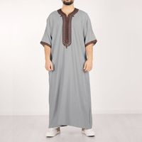 Jubah musulmane respirante en polyester, vêtement islamique arabe, robe brodée, caftan de style marocain, thobe