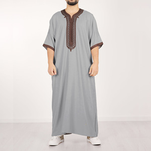 Jubah musulmane respirante en polyester, vêtement islamique <span class=keywords><strong>arabe</strong></span>, <span class=keywords><strong>robe</strong></span> brodée, caftan de style marocain, thobe - Product Image 2