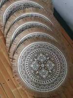 Sets de table ronds en PVC de 15 pouces, style bohème rustique, en toile de jute tissée avec pompons, pour mariage, maison, chemin de table circulaire, pour Noël