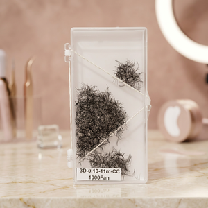 Extensions de cils 3D en faux vison, volume complet, semi-faites à la main, 1000 bouquets, étui en plastique transparent 3D-0.10-11m-CC - Product Image 1
