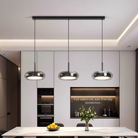 Lustre moderne minimaliste de style italien pour salle à manger, lampe de table ultra-simple, taille moyenne, LED, fer et verre, éclairage de comptoir de bar