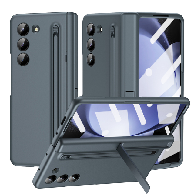 360 Full protection Stylus Phone case for Samsung Fold 3/4/5 Folding Bracket Phone Cover for Z Fold 5 With Glass Front Film