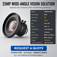 Objectif de vision industrielle professionnel 8 mm 25 MP, monture C 1,1 pouce, pour inspection SMT, défauts optiques de surface automatisés sur PCB en laboratoire