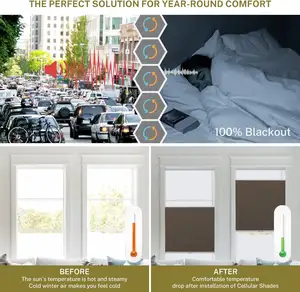 Auto Day And Night/Sheer Cordless Honeycomb Blinds Fabrics Double Cell Honeycomb Blinds Motorized Blackout Honeycomb Blinds