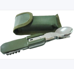 Ensemble de couverts de camping pliables 5 en 1 écologiques portables, en acier inoxydable détachable, poli miroir, avec étui en plastique - Product Image 5