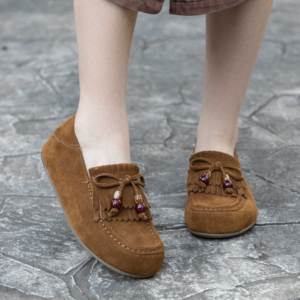 Mocassins en daim souple à pampilles de <span class=keywords><strong>marque</strong></span> de créateur personnalisés en gros pour femmes, style décontracté, chaussures plates de marche, chaussures bateau, direct usine - Product Image 4