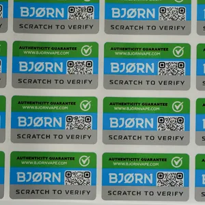 Bedrukken Verpakking Authenticiteit Krasvrij Sabotage Proof Qr Code Label Zelfklevend Gecoat Papier Anti-Namaak Sticker