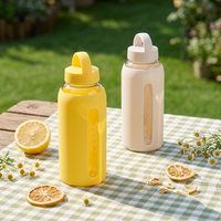 Bouteille d'eau en verre personnalisée avec logo, 800 ml, avec manchon en silicone, anti-fuite, sans BPA, pour le bureau, la maison, les voyages, la salle de sport, l'usage quotidien